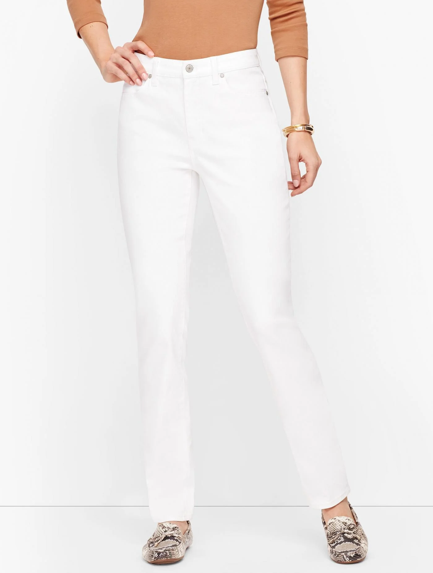 Jeans | High-Waist Straight-Leg Jeans &#8211; Curvy Fit &#8211; White WHITE &#8211; Talbots Womens