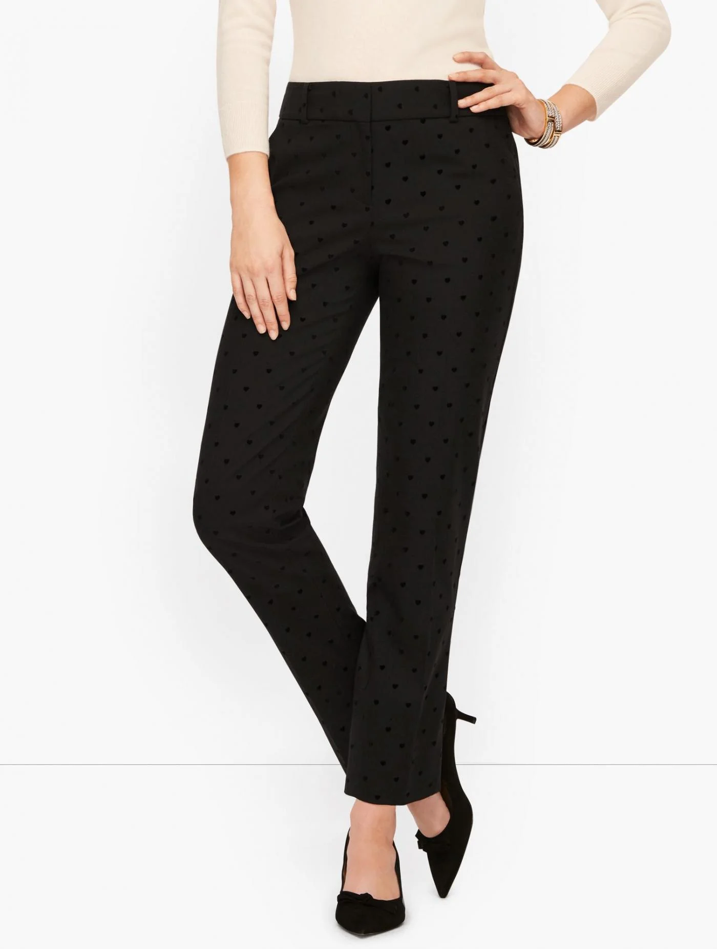 Pants | Talbots Hampshire Ankle Pants &#8211; Heart Print BLACK MULTI &#8211; Talbots Womens