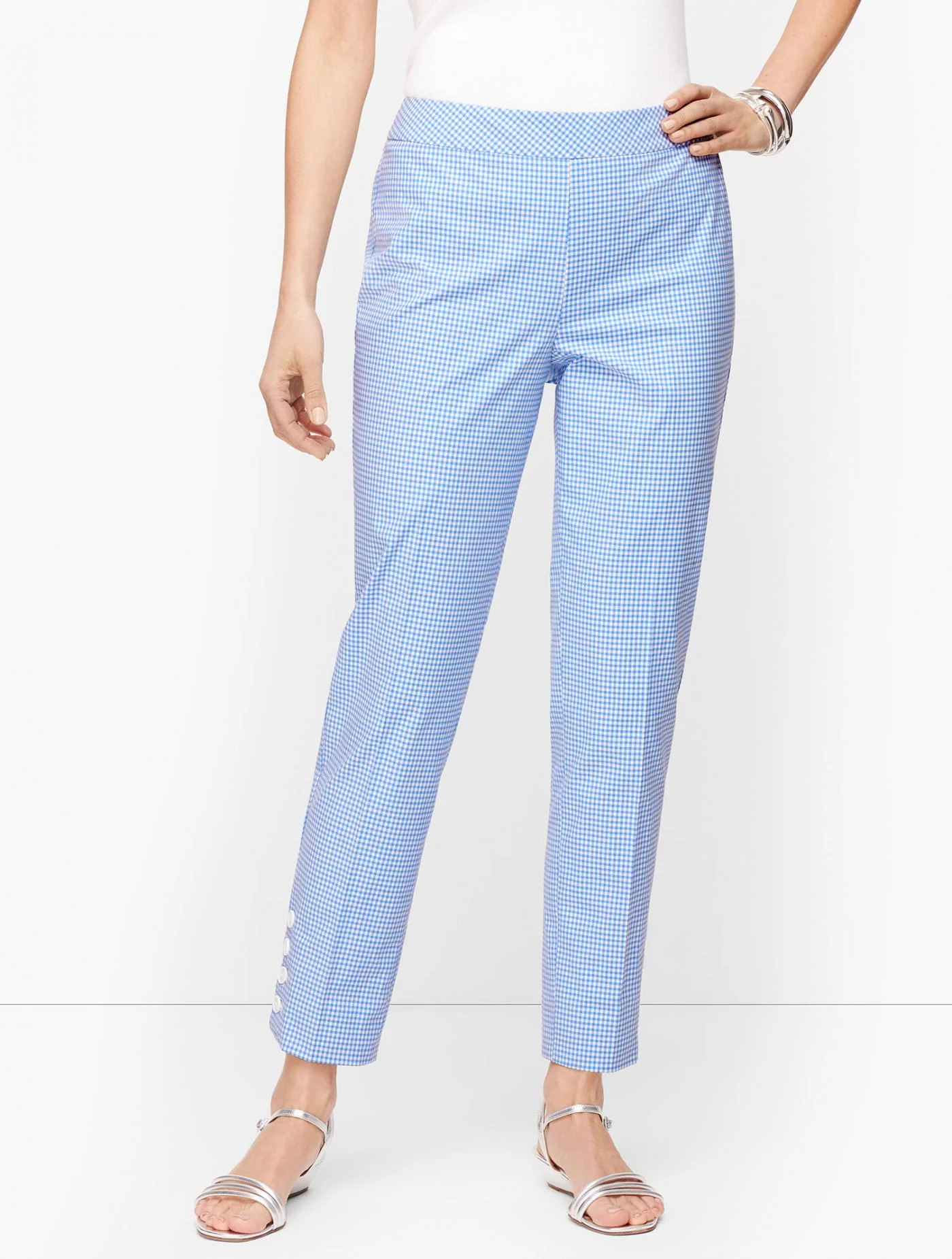 Pants | Gingham Slim Ankle Pants BLUE WAVE/WHITE &#8211; Talbots Womens