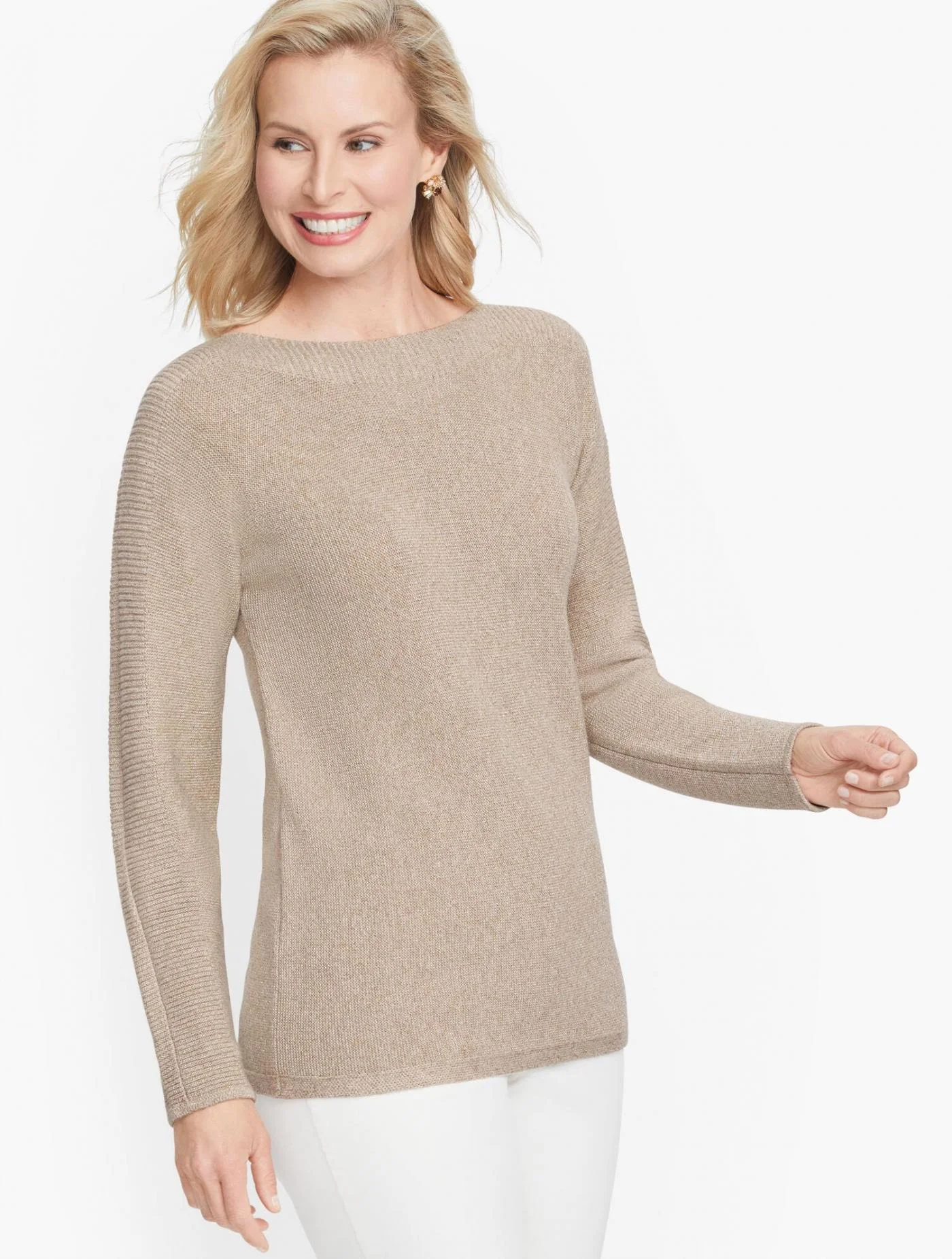 Sweaters | Bateau Neck Dolman Sleeve Sweater &#8211; Shimmer MINK HEATHER &#8211; Talbots Womens