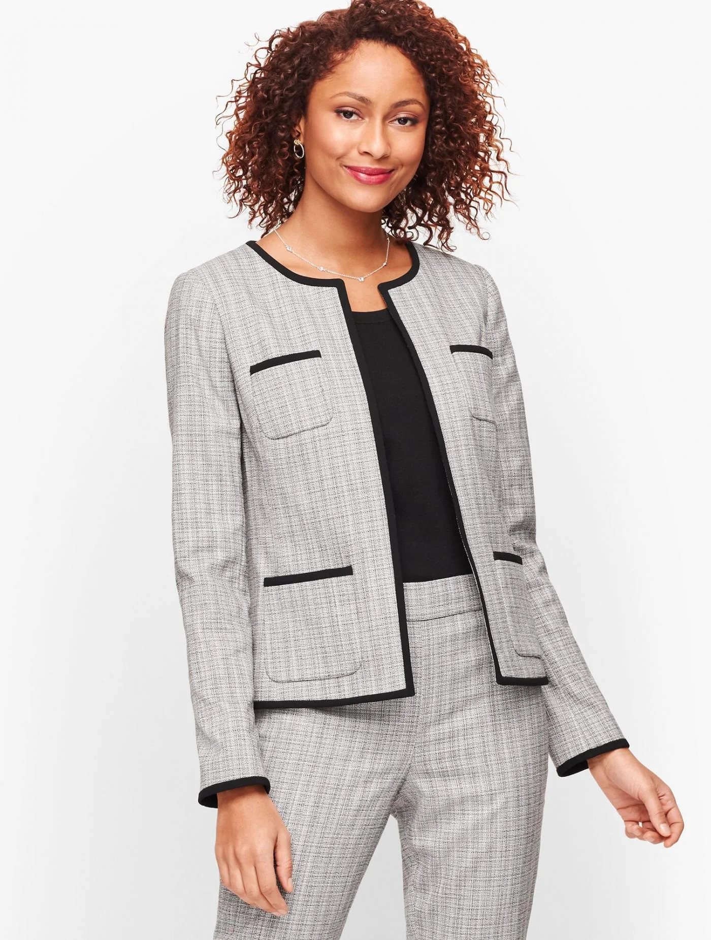 Jackets and Outerwear | Westport Tweed Jacket WHITE/BLACK &#8211; Talbots Womens