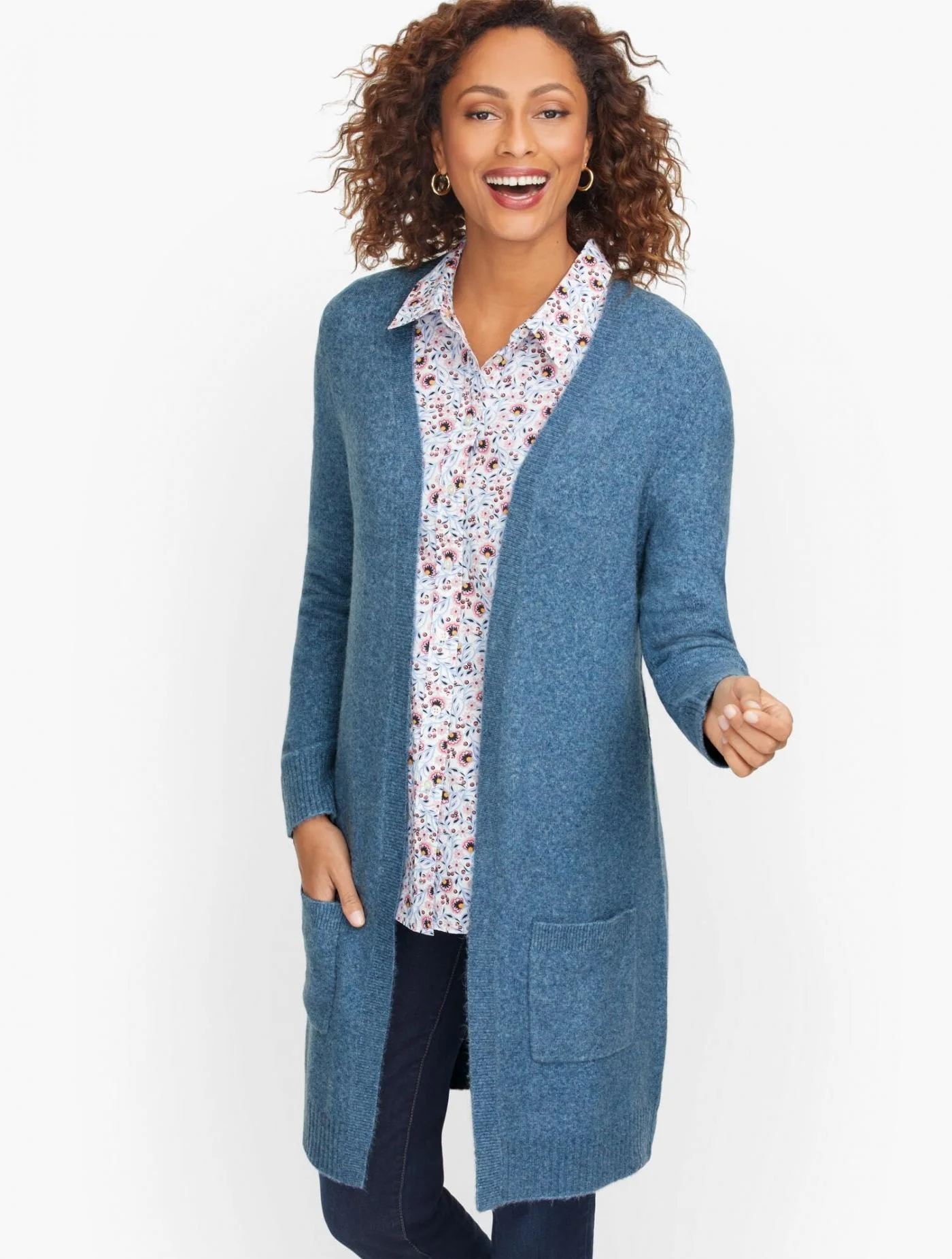 Sweaters | Flyaway Cardigan CHAMBRAY HEATHER &#8211; Talbots Womens