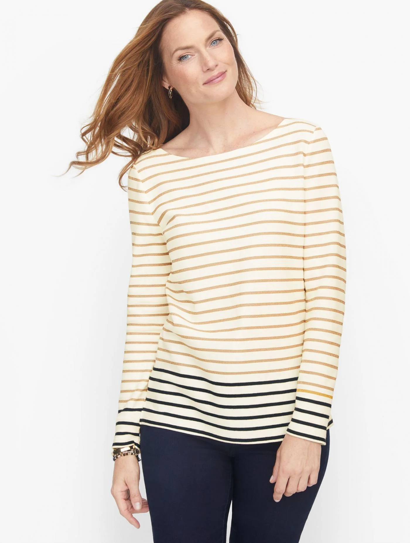 Tees and Knits | Authentic Talbots Tee &#8211; Bluestone Stripe IVORY MULTI &#8211; Talbots Womens