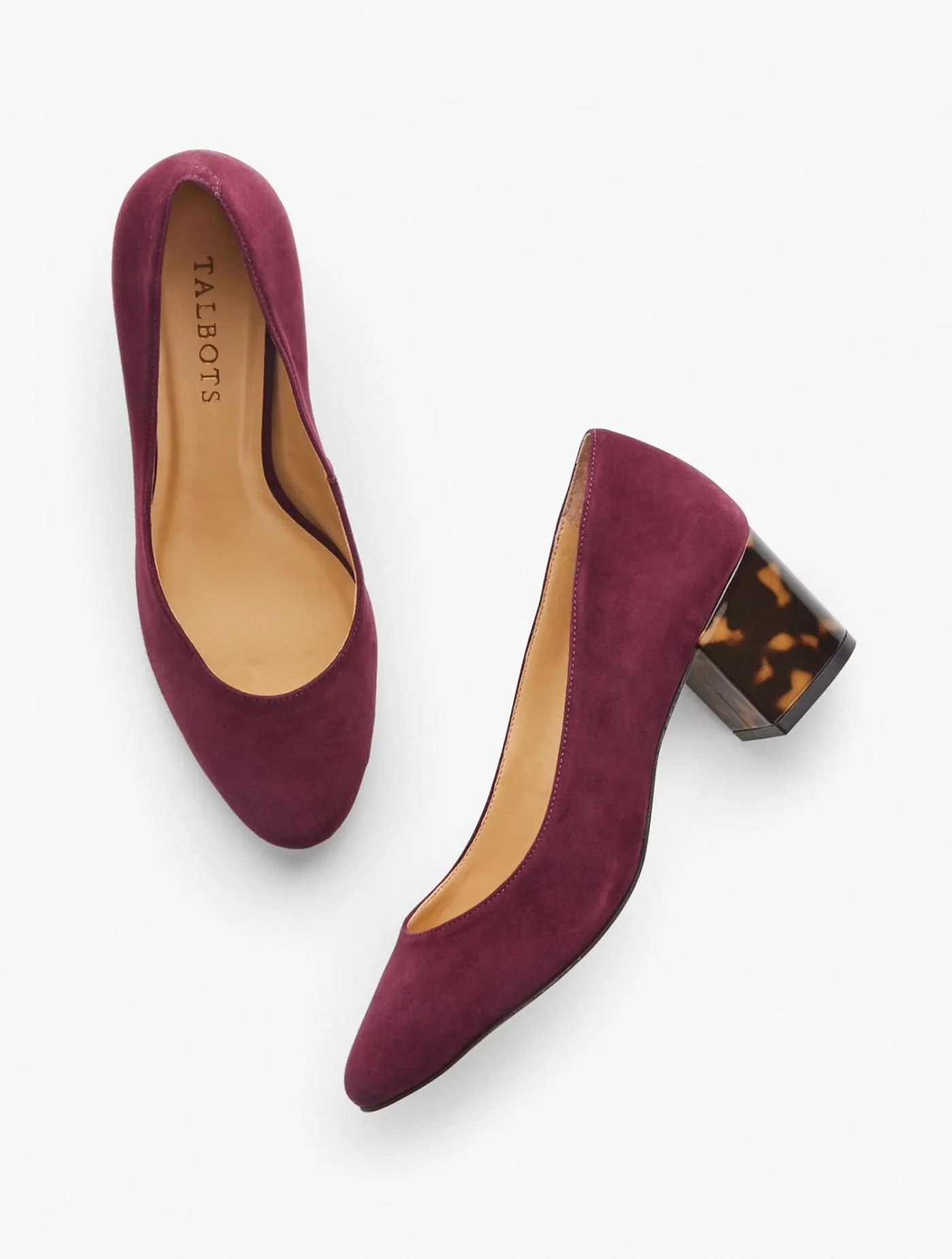 Heels | Isa Suede Block Heel Pumps &#8211; Tortoise Heel RICH BURGUNDY &#8211; Talbots Womens