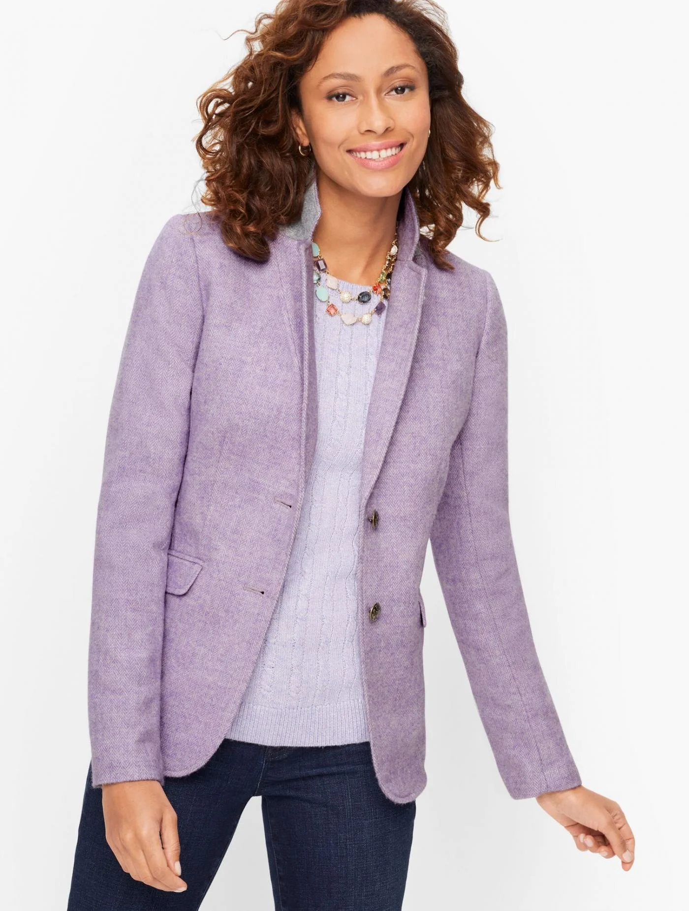 Jackets and Outerwear | Classic Shetland Blazer &#8211; M&eacute;lange LILAC &#8211; Talbots Womens