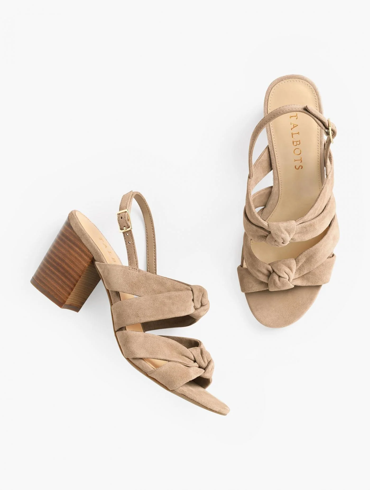 Heels | Beatrice Suede Knotted Sandals LIGHT TOFFEE &#8211; Talbots Womens