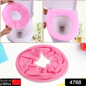 4768 Bathroom Soft Thicker Warmer Stretchable Washable Cloth Toilet Seat Cover Pads (1pc)