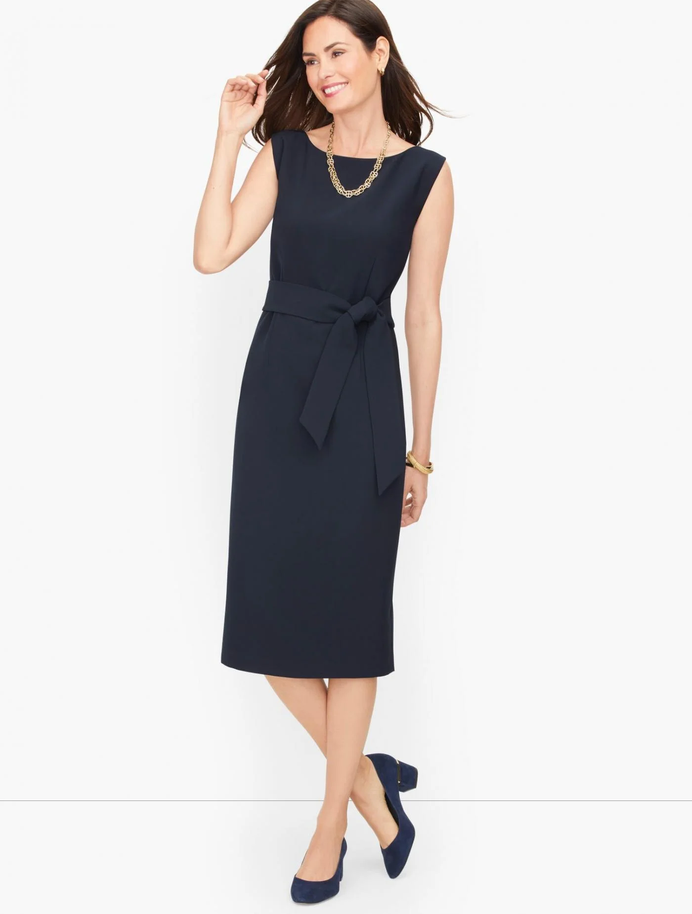 Dresses | Stretch Crepe Tie Front Sheath Dress NIGHT BLUE &#8211; Talbots Womens