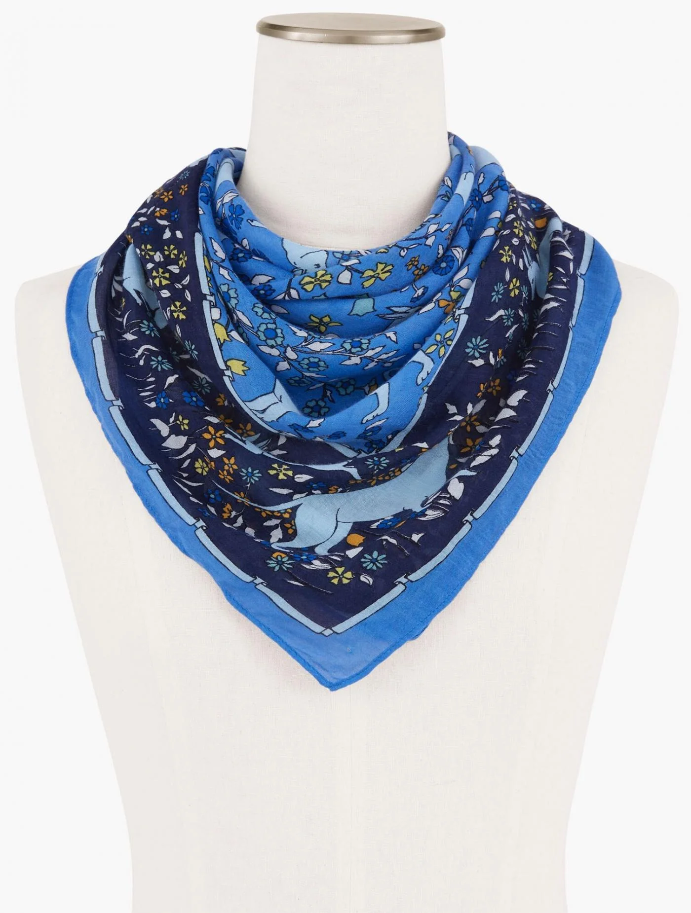 Scarves | Woodland Toile Square Scarf MARSEILLE BLUE MULTI &#8211; Talbots Womens