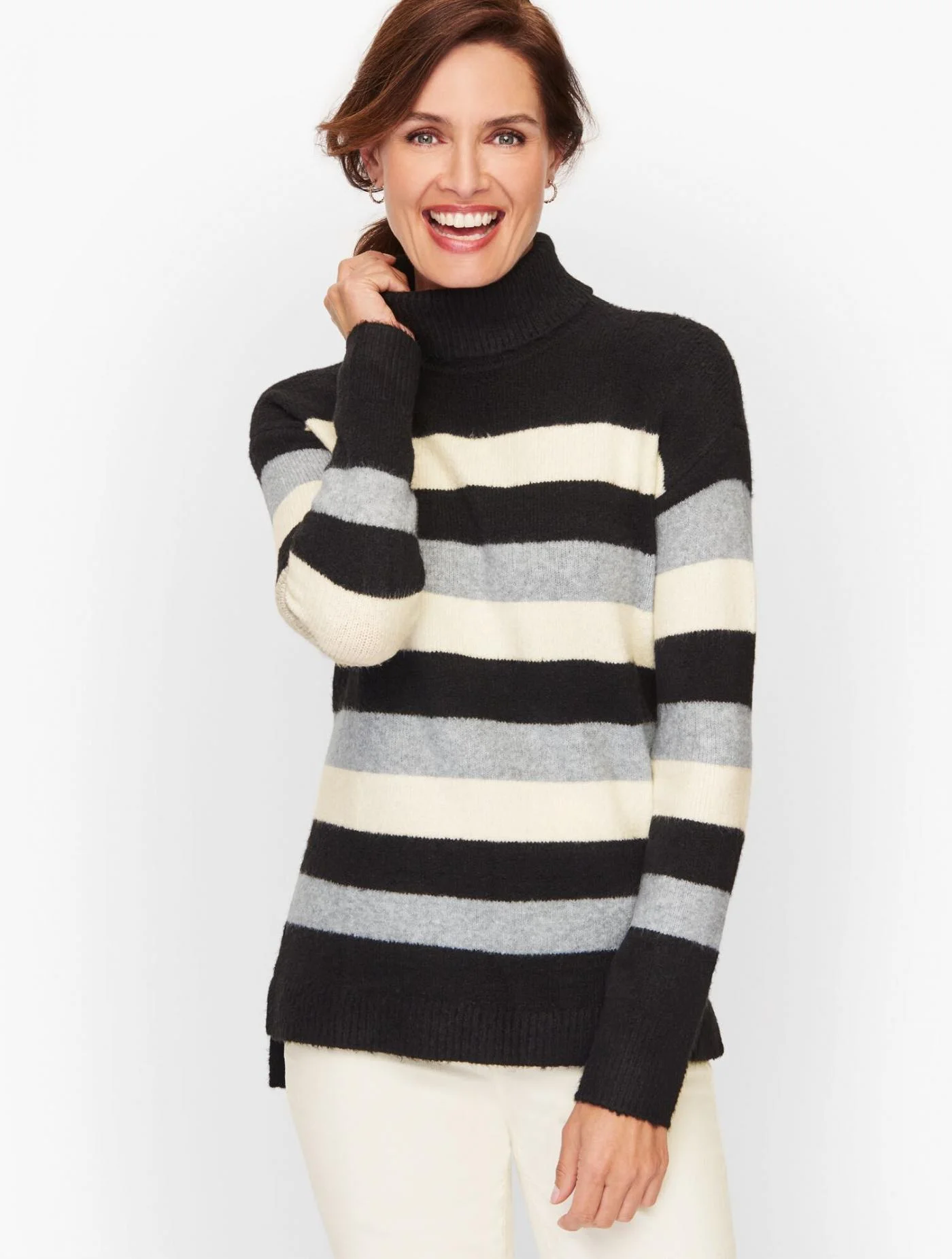 Sweaters | Turtleneck Multi Stripe Tunic BLACK MULTI &#8211; Talbots Womens