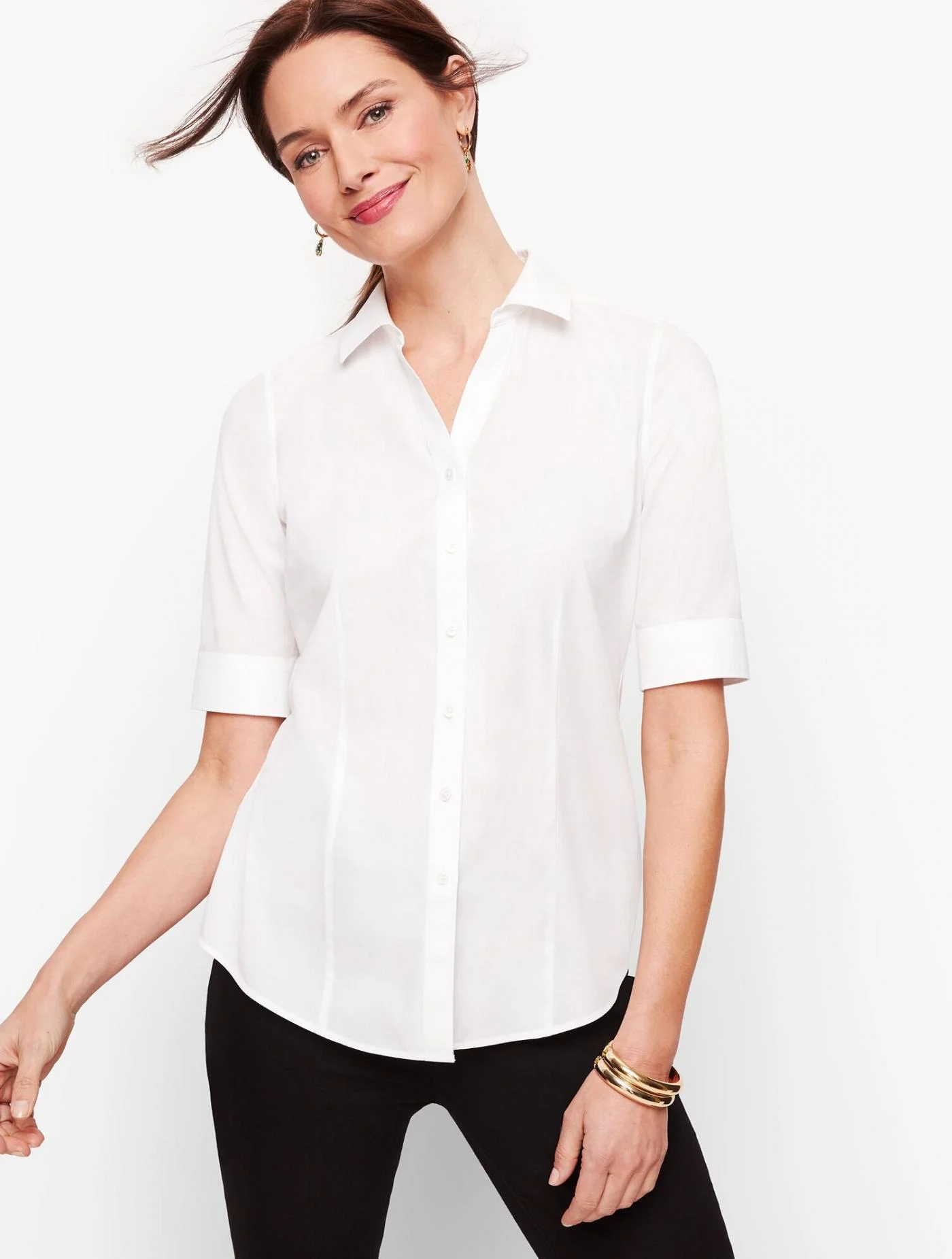 Blouses and Shirts | Perfect Shirt &#8211; Elbow Length Sleeves  WHITE &#8211; Talbots Womens