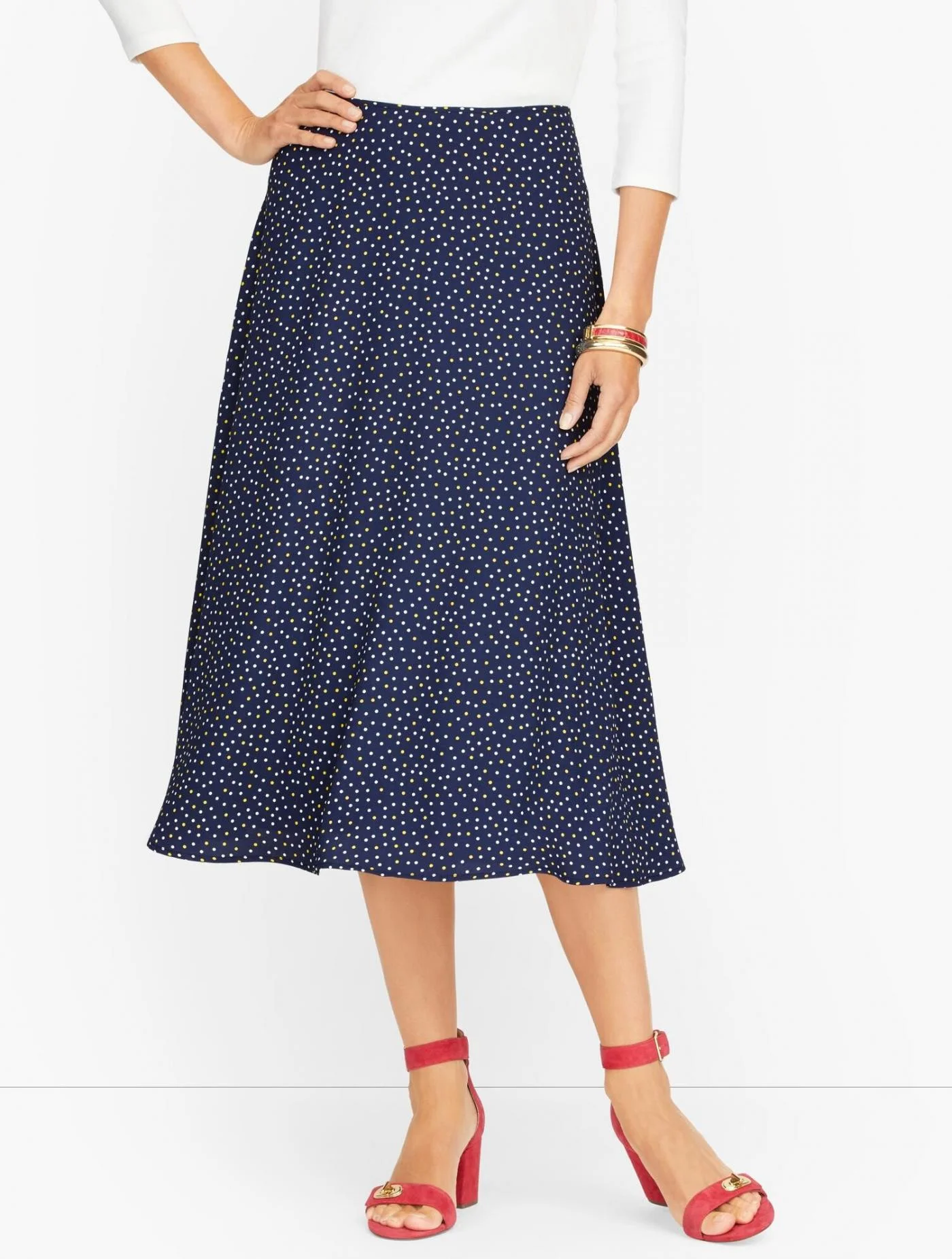 Skirts | Midi Skirt &#8211; Polka Dot INDIGO/HARVEST SUN &#8211; Talbots Womens