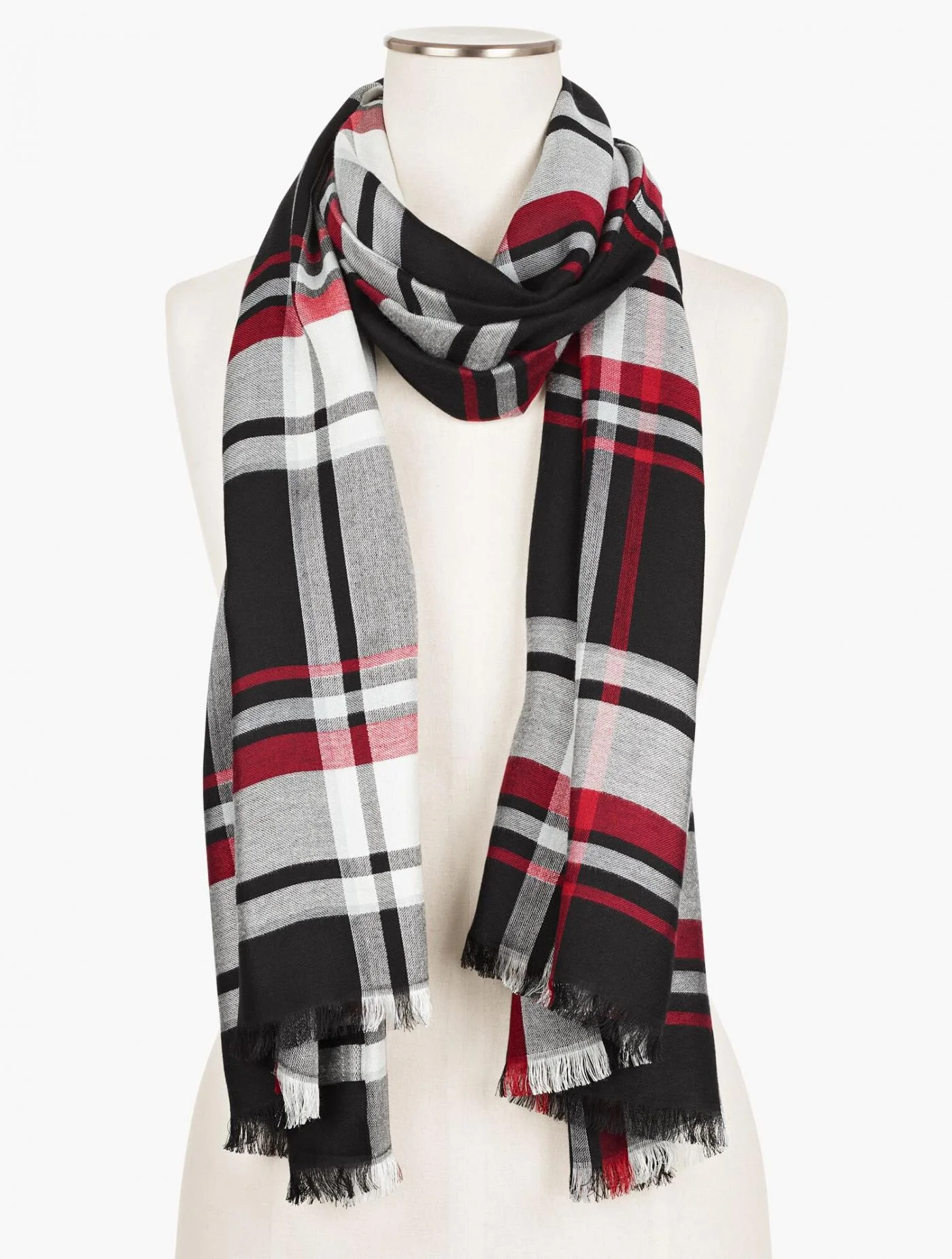 Scarves | Fireside Plaid Oblong Scarf RED POP MULTI &#8211; Talbots Womens