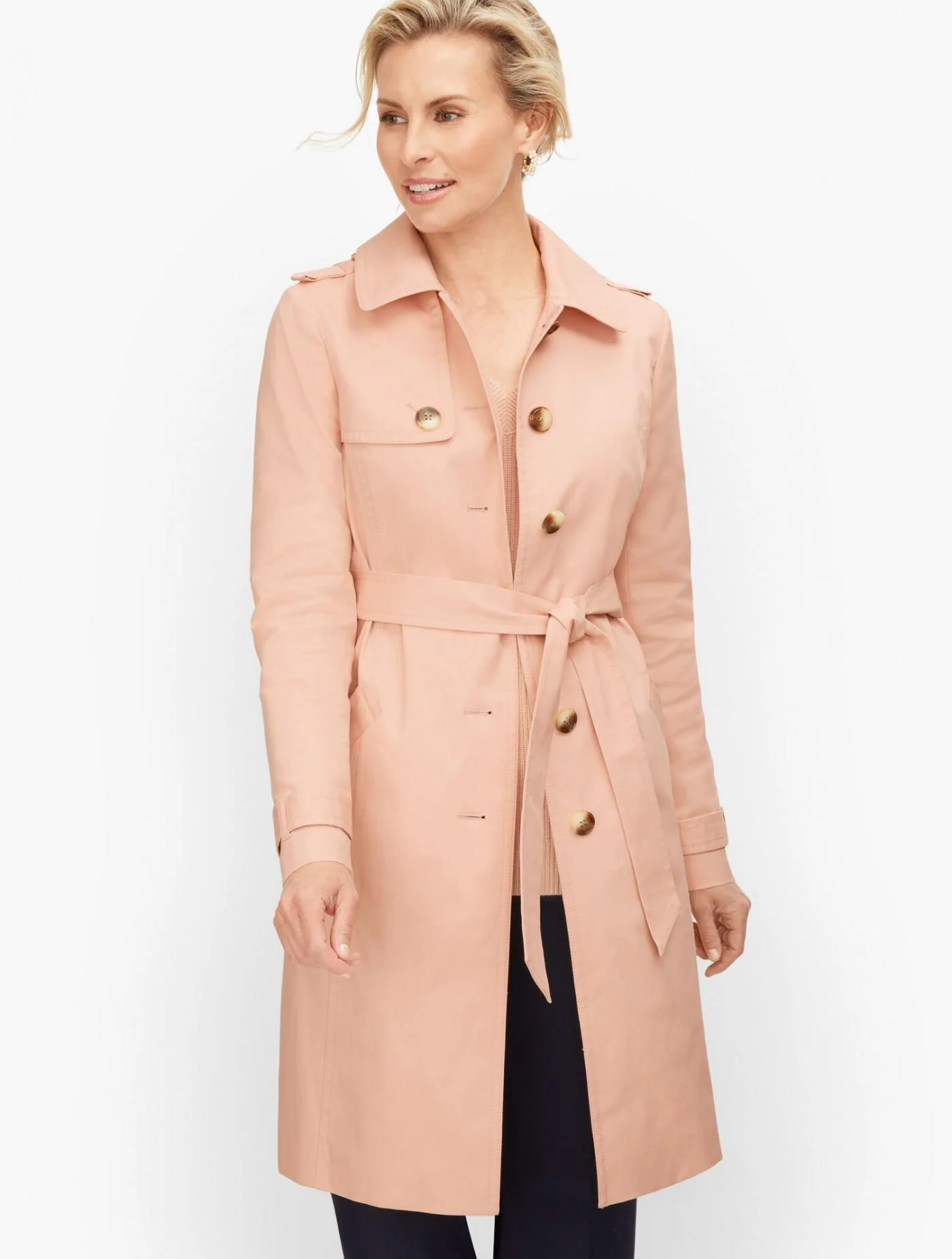 Jackets and Outerwear | Polished Trench Coat CHAMPAGNE ROSE &#8211; Talbots Womens