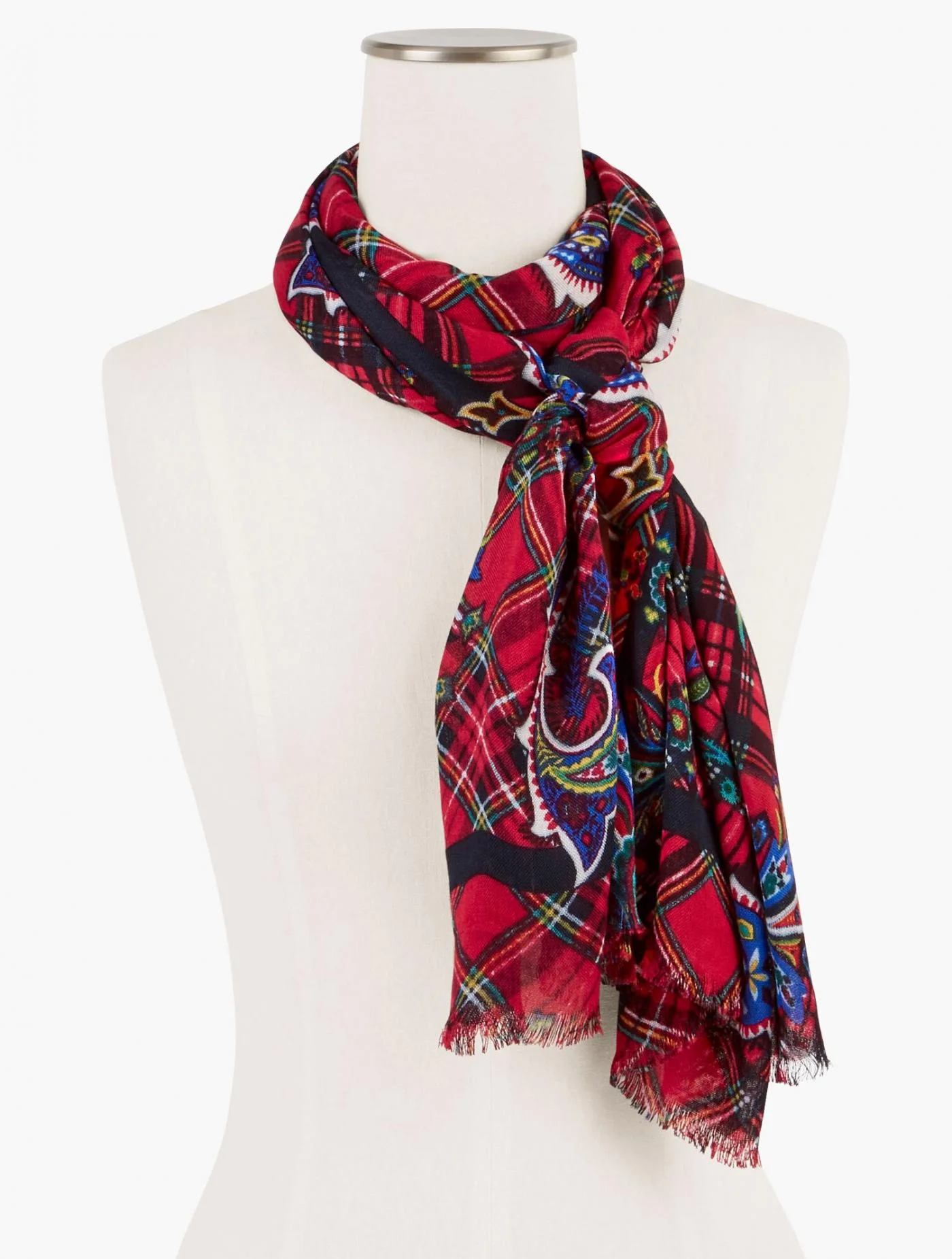 Scarves | Shadow Paisley Oblong Scarf RED POP MULTI &#8211; Talbots Womens