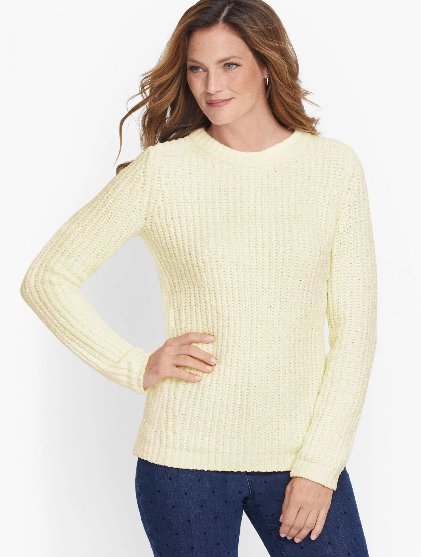 Sweaters | Cozy Chenille Crewneck Sweater IVORY &#8211; Talbots Womens