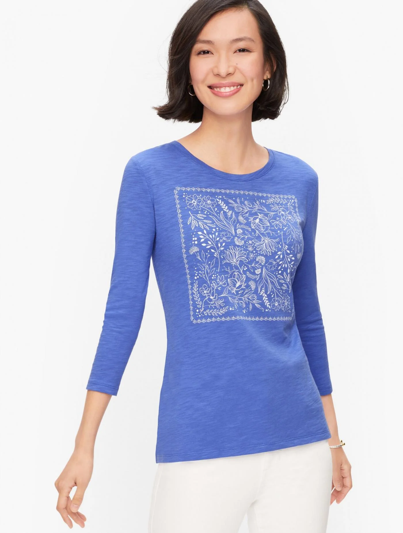 Tees and Knits | Bandana Print Tee BISCAYNE BLUE &#8211; Talbots Womens