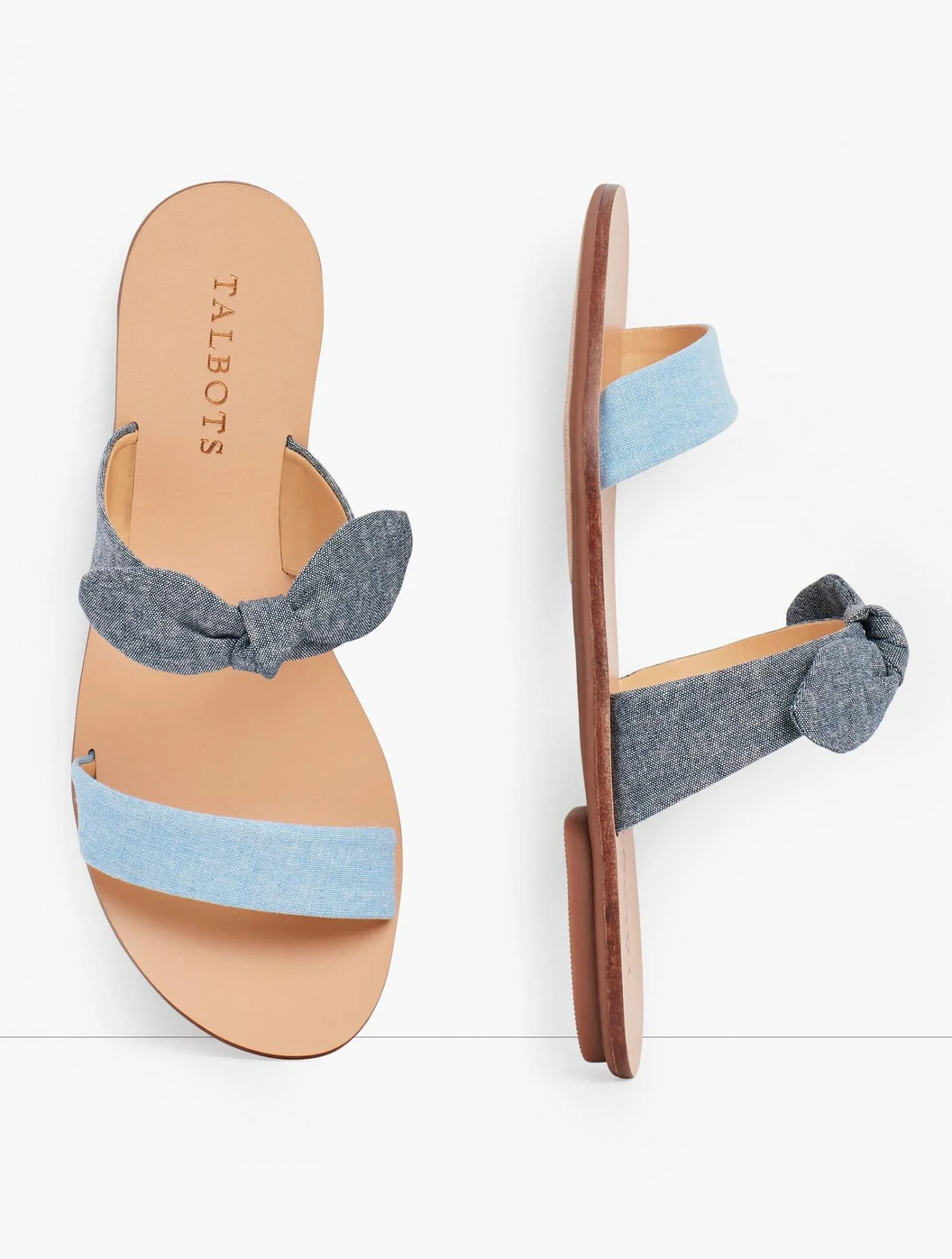 Swimwear | Hannah Knotted Slides &#8211; Chambray LT CHAMBRAY/DK CHAMBRAY &#8211; Talbots Womens