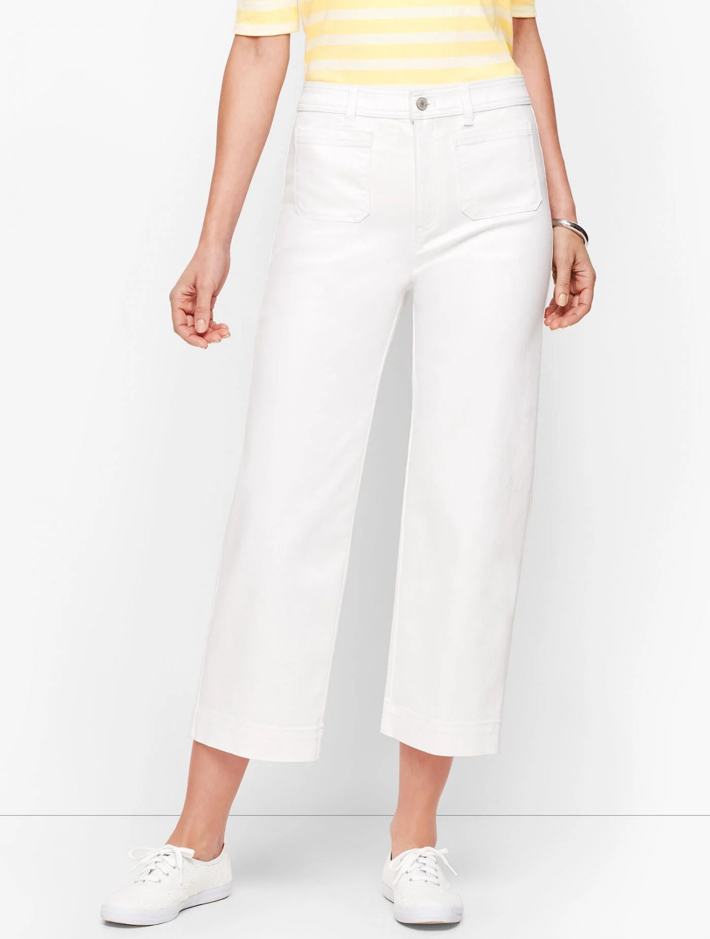 Jeans | Wide Leg Crop Jeans WHITE &#8211; Talbots Womens