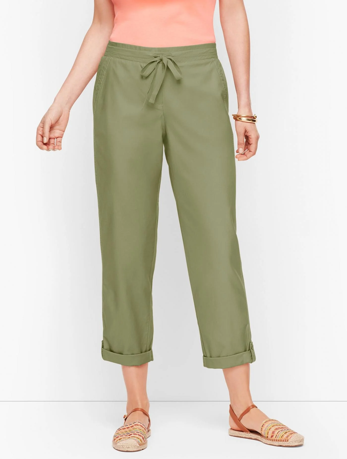 Pants | Summer Twill Slim Leg Crop Pants TARRAGON &#8211; Talbots Womens