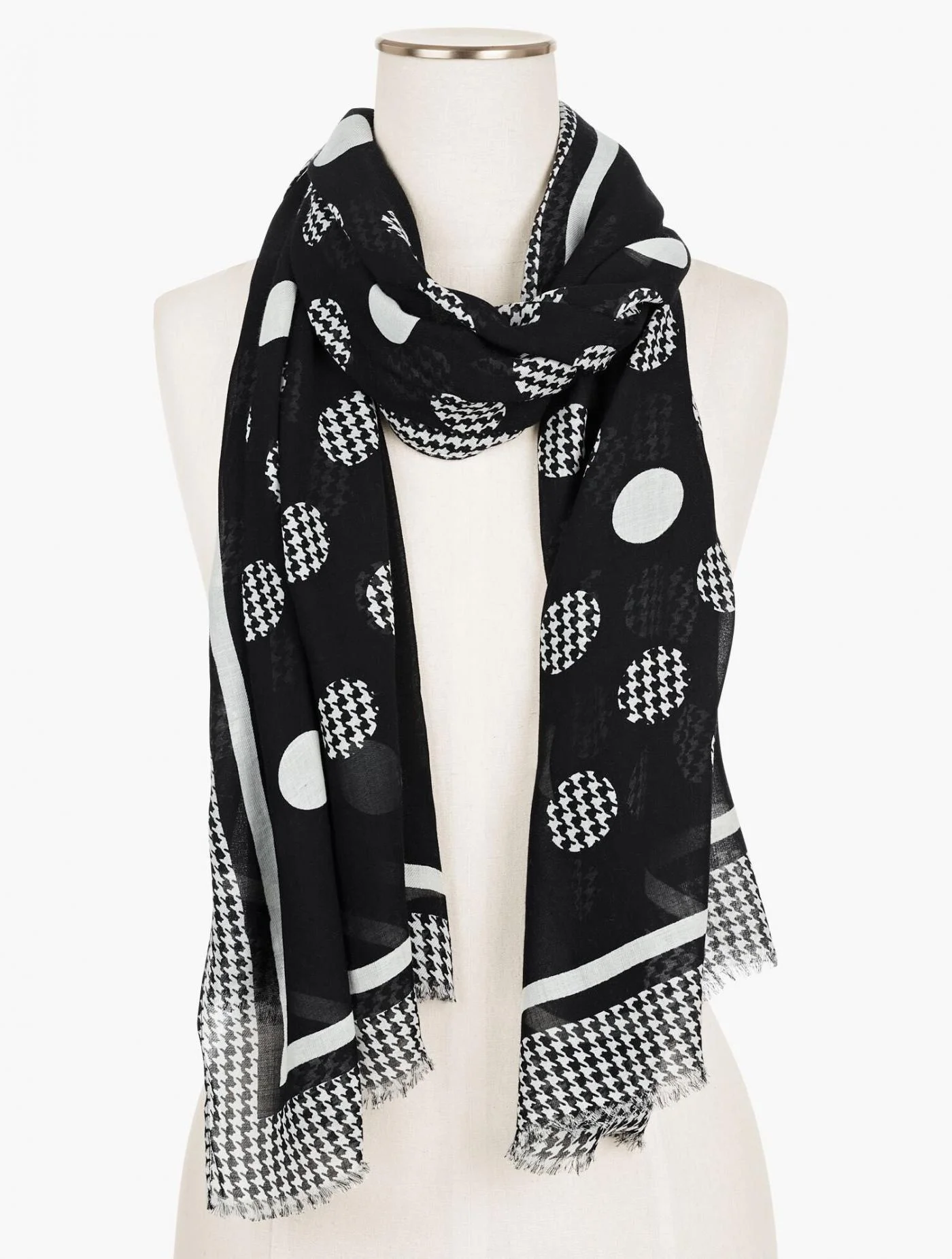 Scarves | Houndstooth Oblong Scarf BLACK MULTI &#8211; Talbots Womens